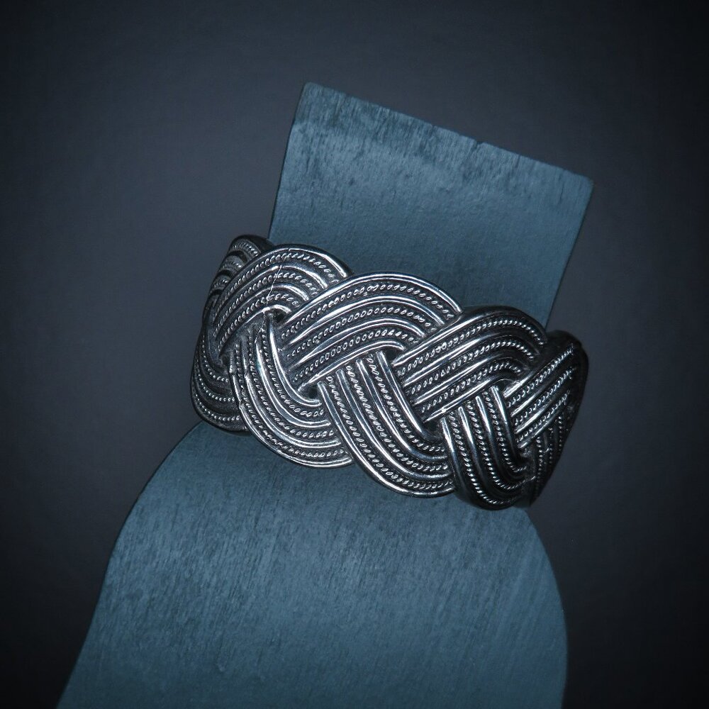 Silver Metal Braided Hinge Cuff - image 1